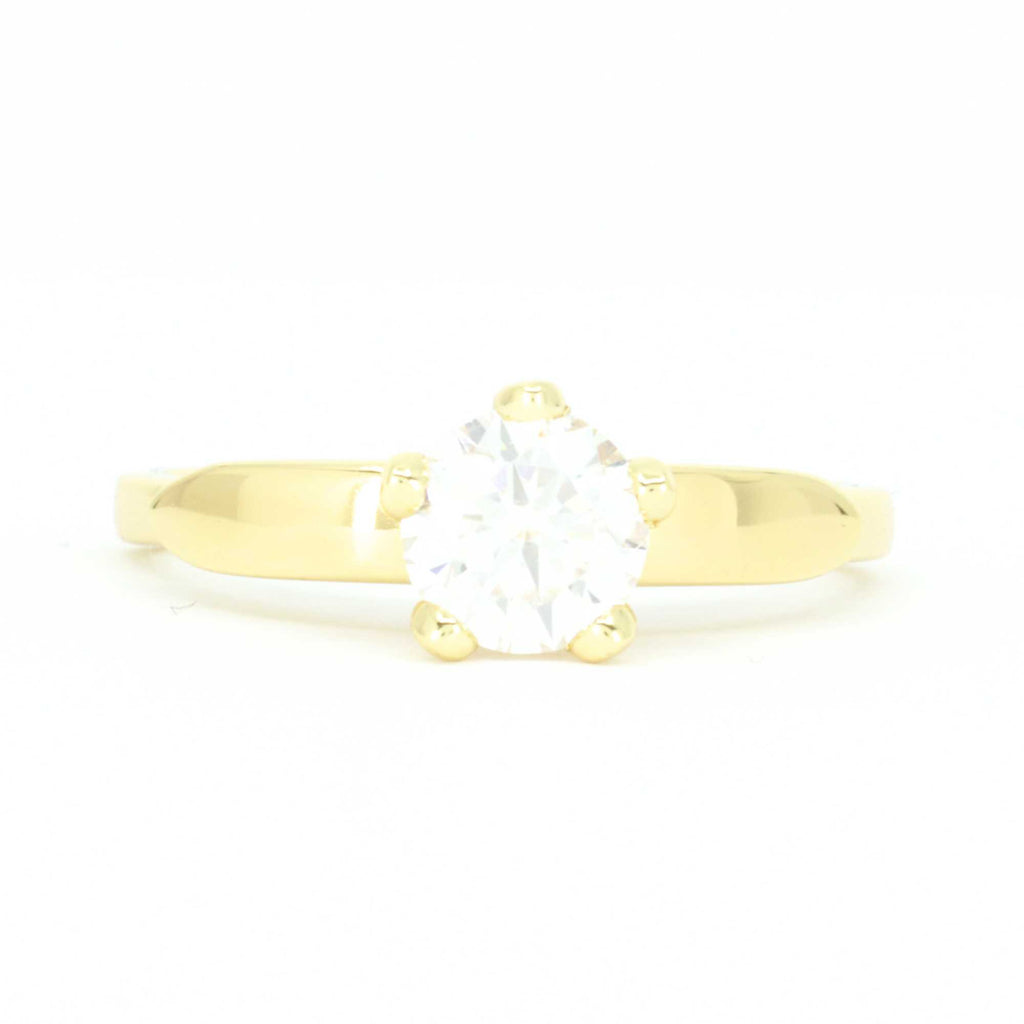 Gold Allring Solitaire Adjustable Engagement Ring, front view with sparkling crystal and adjustable open band