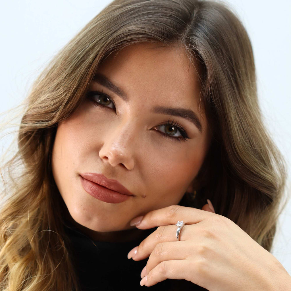 Side view of White Gold Allring Adjustable Engagement Ring showing sleek band and adjustable design