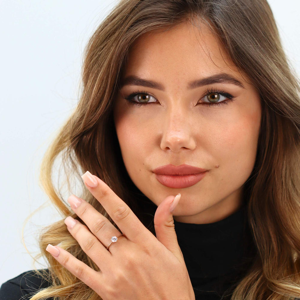 Dainty 0.5 Carat Moissanite Engagement Adjustable Ring for Women