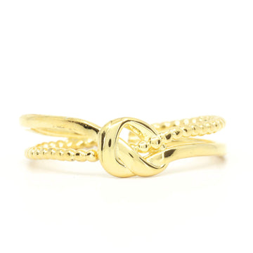 Frontview of Satinski Dainty Adjustable Open Knot Ring in sterling silver gold plated with knot detail