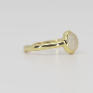 Rotating video of Satinski dainty adjustable open opal ring in sterling silver.
