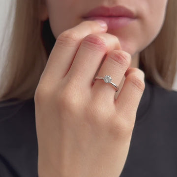 Satinski 0.5 carat moissanite solitaire dainty resizable engagement ring
