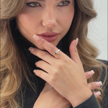 allring solitaire adjustable ring for women by satinski model featuring three colors
