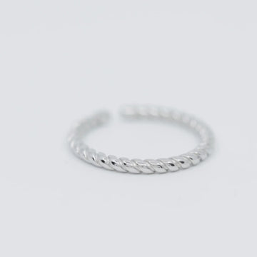 Satinski silver rope snake dainty open resizable stacking ring
