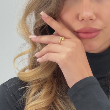 knot open adjustable open ring for women by satinski model featuring two colors