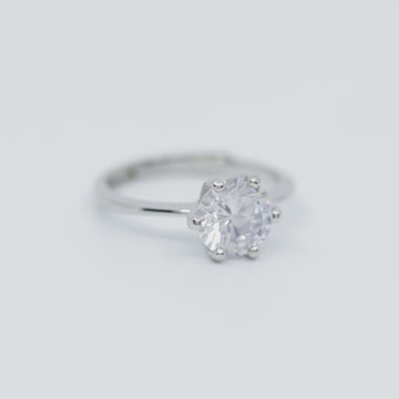 Satinski engagement ring dainty silver resizable solitaire crystal