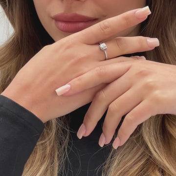 adjustable moissanite ring for women, 0.5 carat round stone in square setting