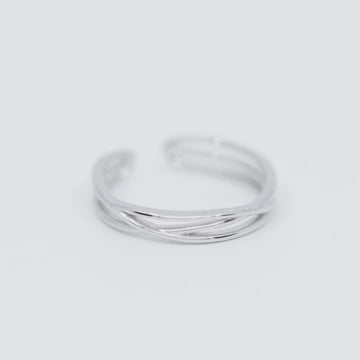 Satinski silver irregular twist dainty open resizable stacking ring