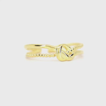 Video of Satinski Dainty Adjustable Open Knot Ring in sterling silver showing design details