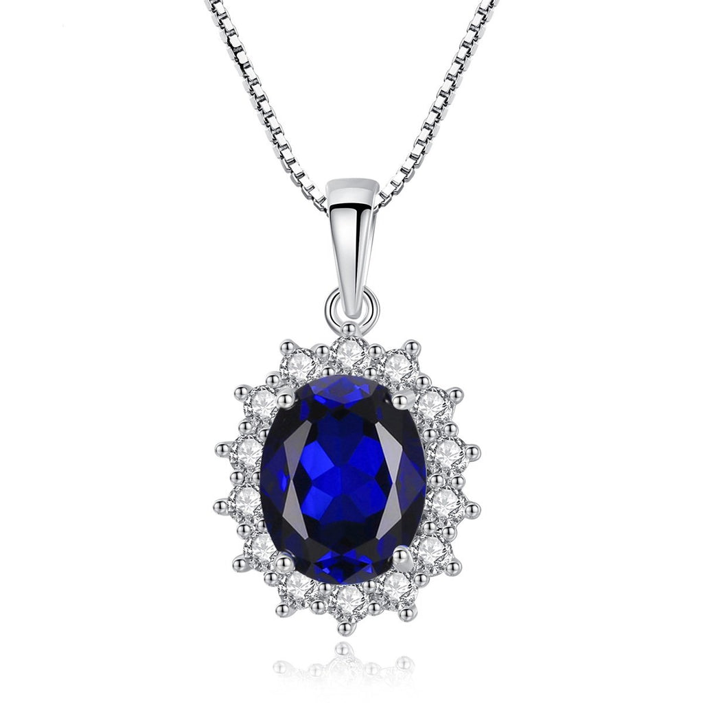 Satinski silver necklace with crystal flower blue sapphire pendant