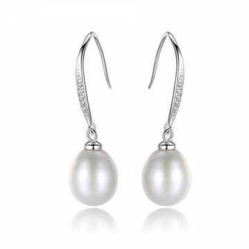 Satinski silver hook dangle freshwater pearl earrings