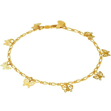 Satinski 18K gold-plated silver butterfly figaro chain animal anklet