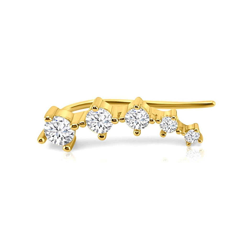 Satinski 18K gold-plated sterling silver five stars cubic zirconia crystal cuff earrings