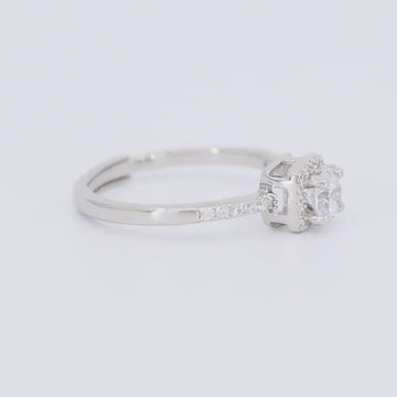 Satinski silver solitaire crystal square resizable engagement ring