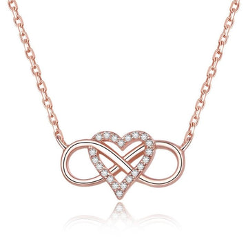 Satinski Infinity & Heart pendant silver necklace