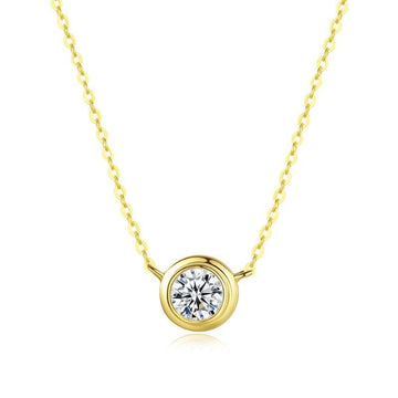 Satinski 14K gold crystal round pendant necklace