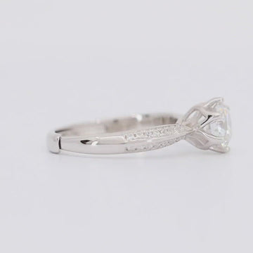 Satinski 1 carat moissanite solitaire round silver crystal pave adjustable ring