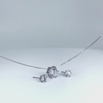 Satinski sparkling silver crystal earrings necklace set