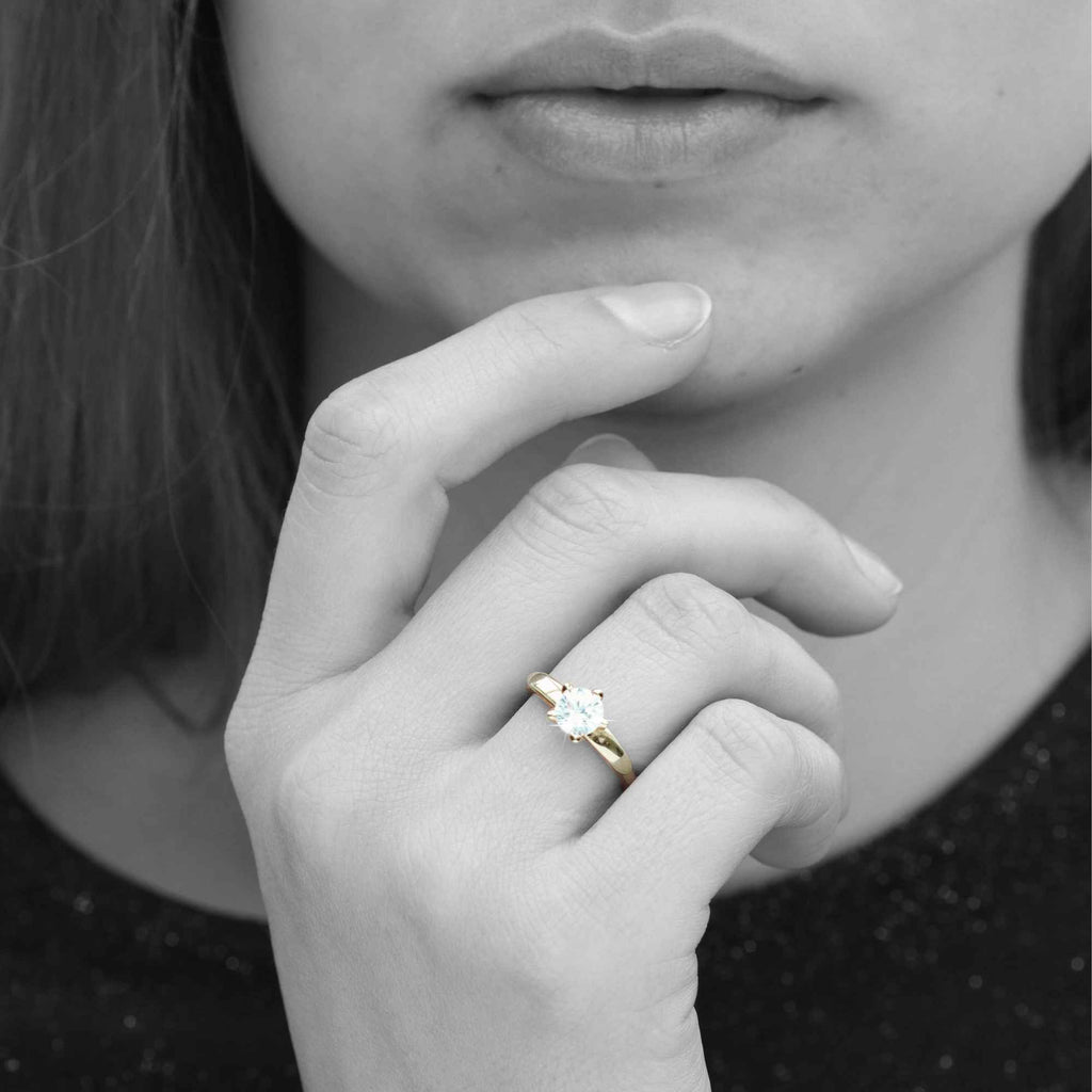 Allring - Resizable Solitaire 18K Gold Vermeil Silver Ring by Satinski