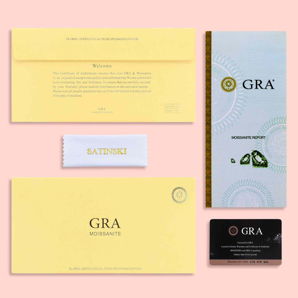 Satinski 1.5 carat moissanite round claw silver resizable engagement ring