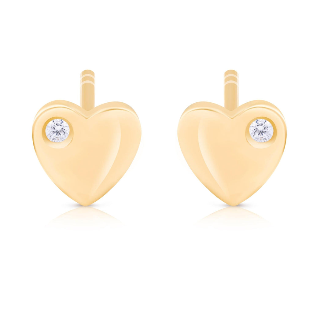 Satinski 14K gold natural diamond heart stud pushback earrings