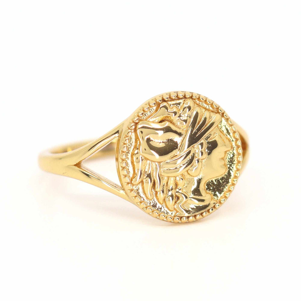 Satinski coin 18k gold-plated silver resizable stacking ring