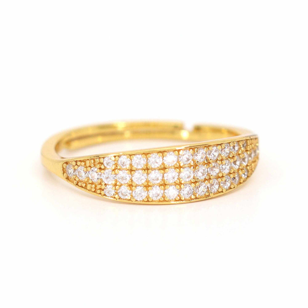 Satinski dainty 18k gold-plated silver crystal pave resizable stacking ring
