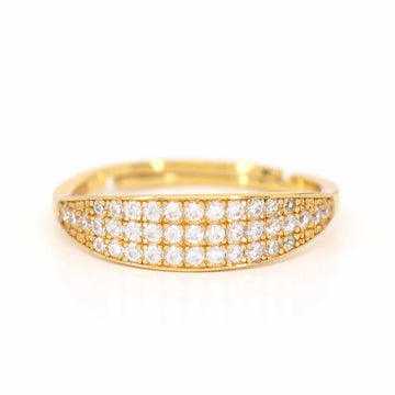 Satinski dainty 18k gold-plated silver crystal pave resizable stacking ring