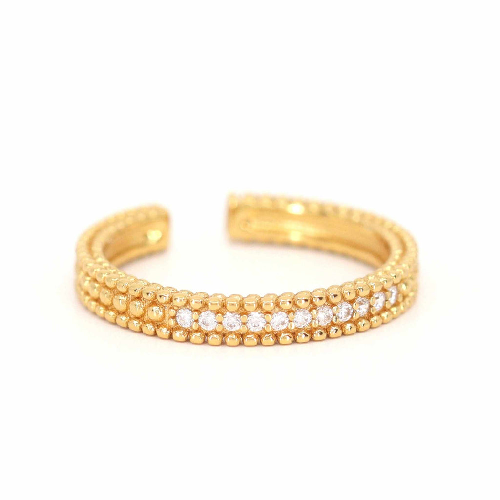 Satinski dainty 18k gold-plated silver pave open resizable stacking ring