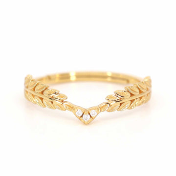 Satinski dainty olive leaf gold-plated silver adjustable stacking ring