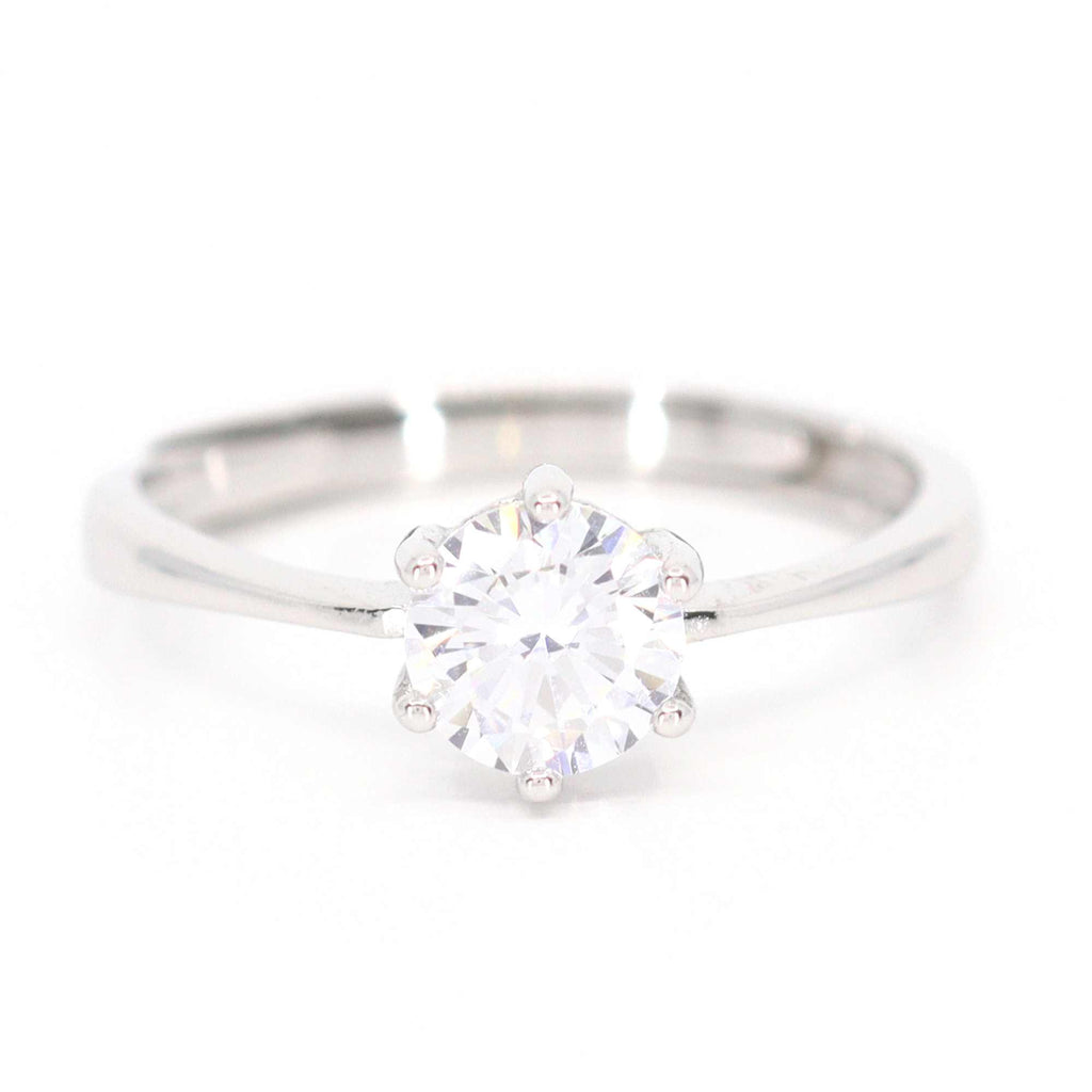 Satinski engagement ring dainty silver resizable solitaire