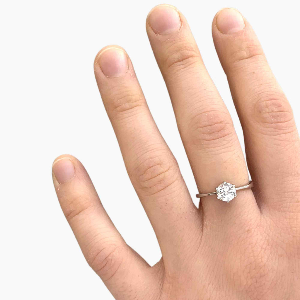 Dainty Resizable Solitaire Engagement Ring by Satinski - Elegant & Adjustable