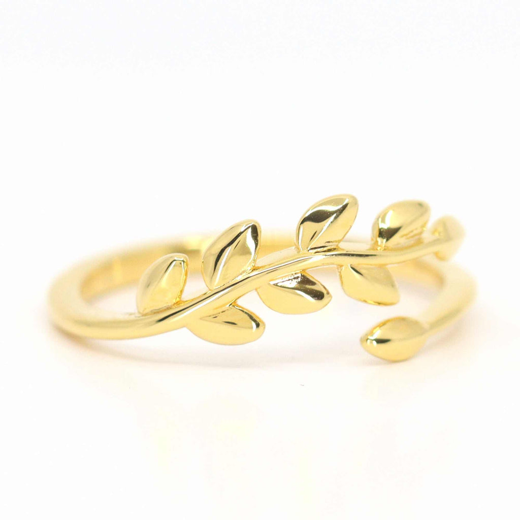 Resizable Olive Leaf Hugging Ring - Adjustable Stacking Ring by Satinski