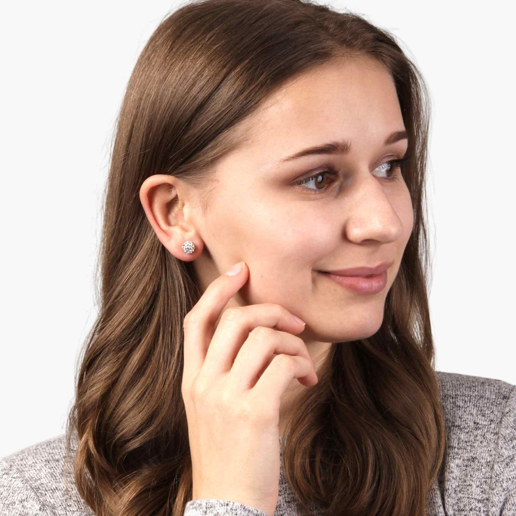 Satinski silver zircon ball earrings