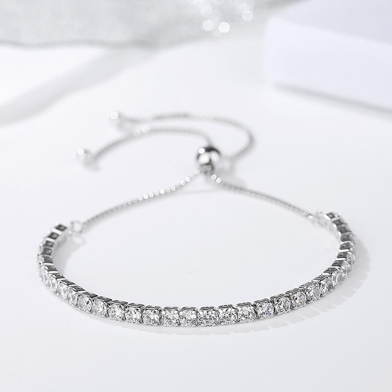 Satinski silver crystal tennis adjustable bracelet