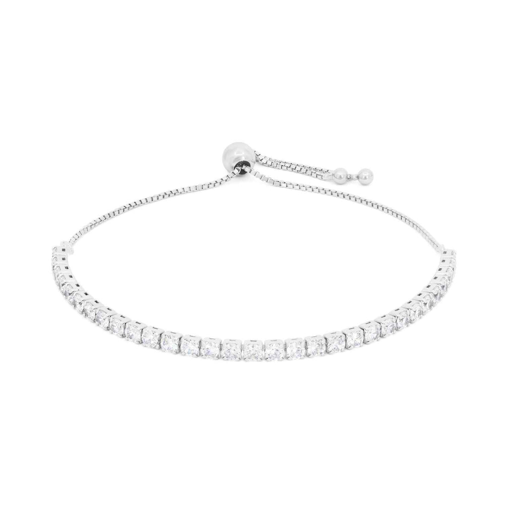 Satinski silver crystal tennis adjustable bracelet