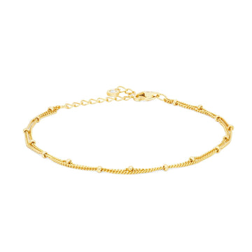 Satinski silver gold-plated bead curb double chain crystal bracelet