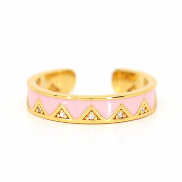 Satinski triangle pink 18k gold-plated silver open resizable stacking ring