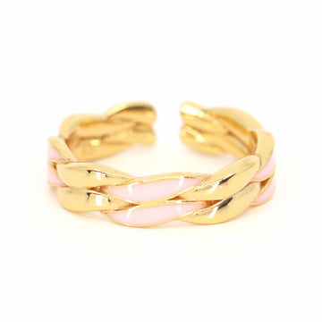 Satinski twist pink double shank silver open resizable stacking ring