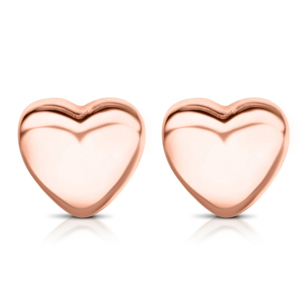 18K Solid Gold Heart Stud Earrings by Satinski - Elegant & Hypoallergenic