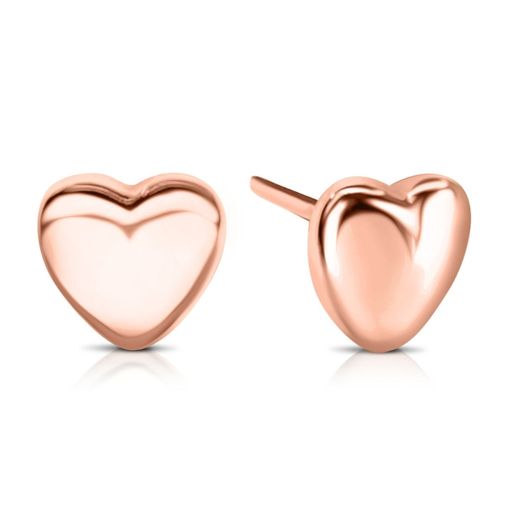 18K Solid Gold Heart Stud Earrings by Satinski - Elegant & Hypoallergenic