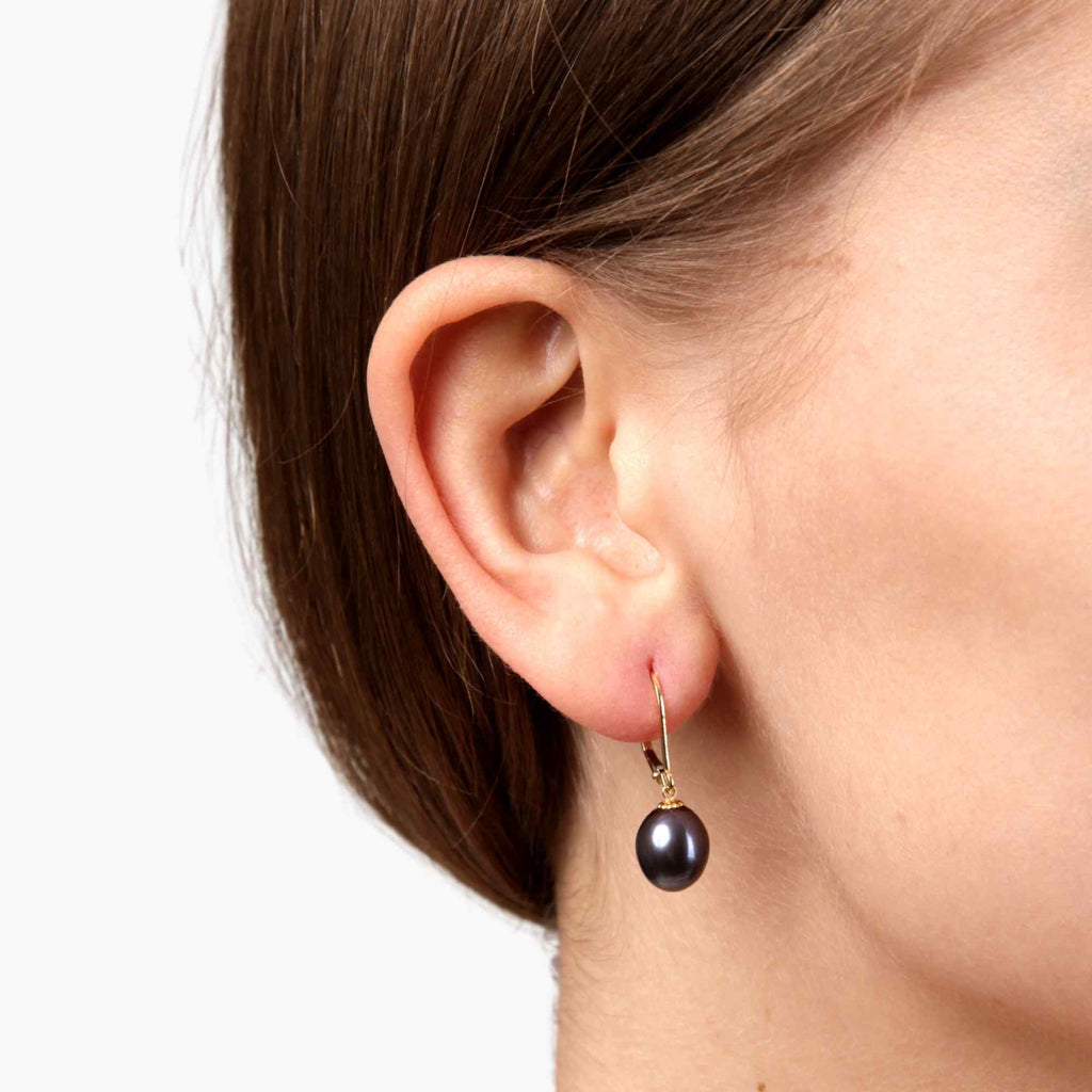 Satinski 18K gold pearl hook drop earrings