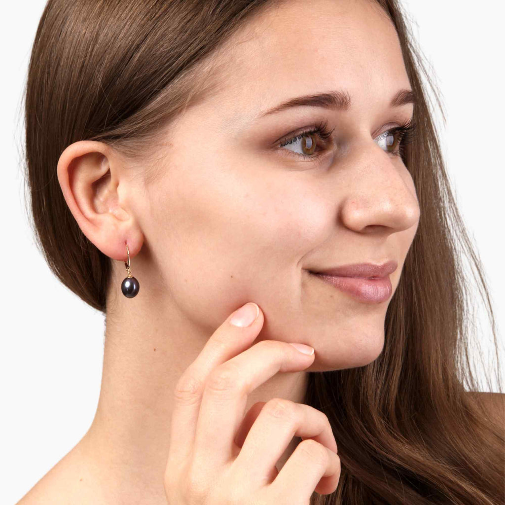 Satinski 18K gold pearl hook drop earrings