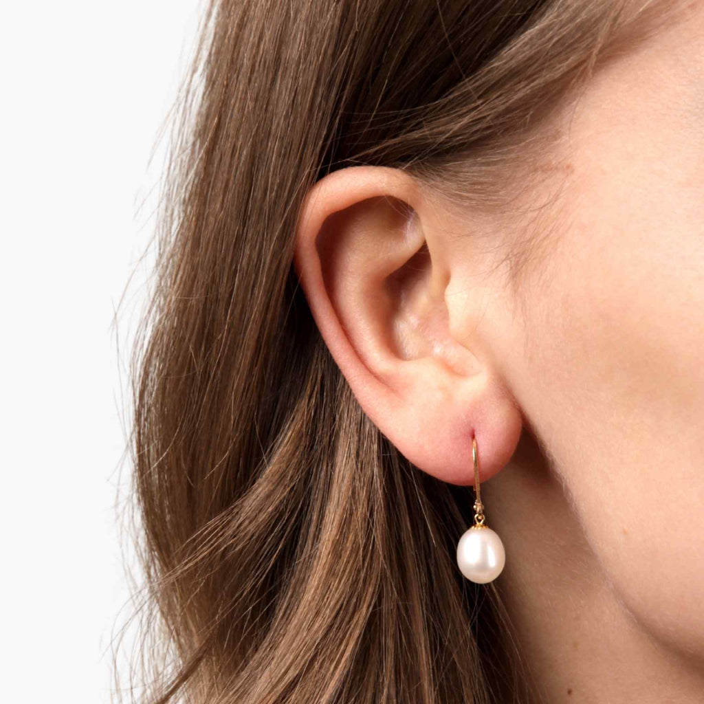 Satinski 18K gold pearl hook drop earrings