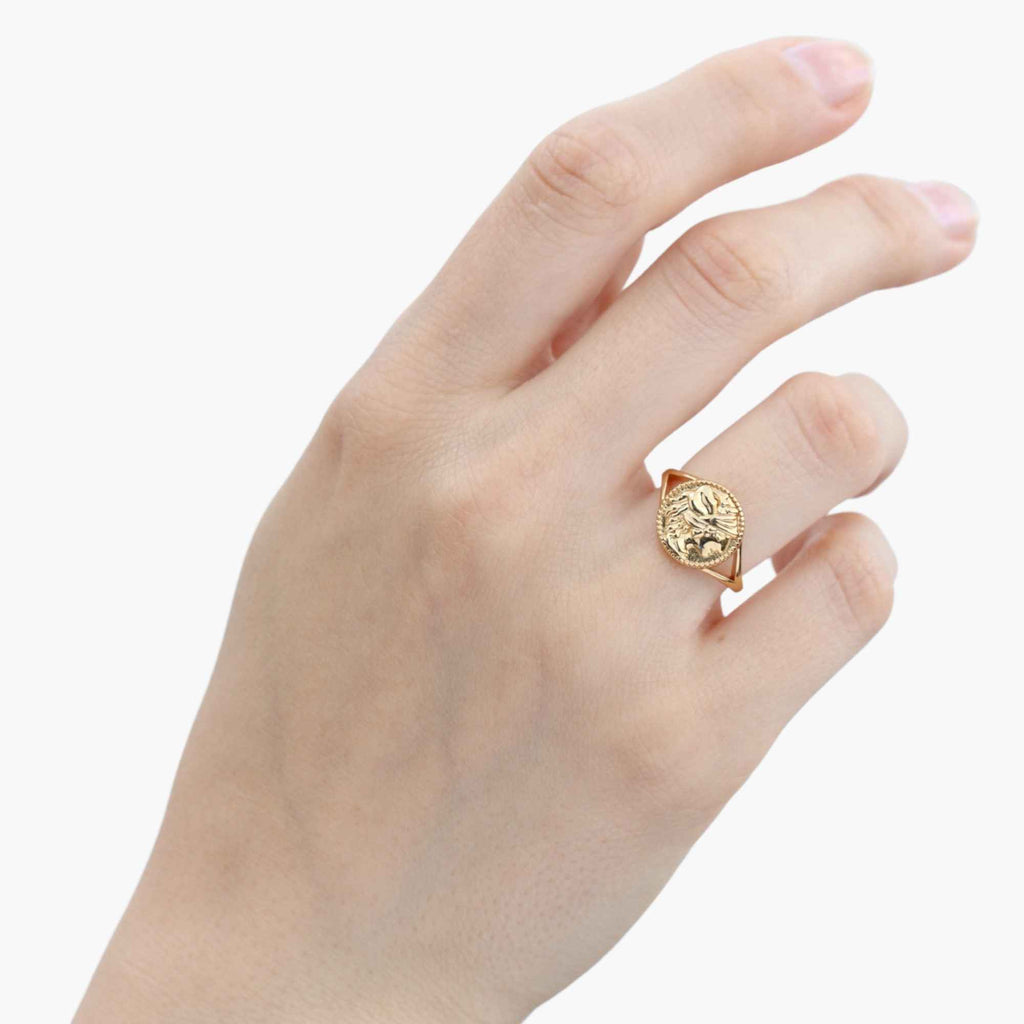 Satinski coin 18k gold-plated silver adjustable ring