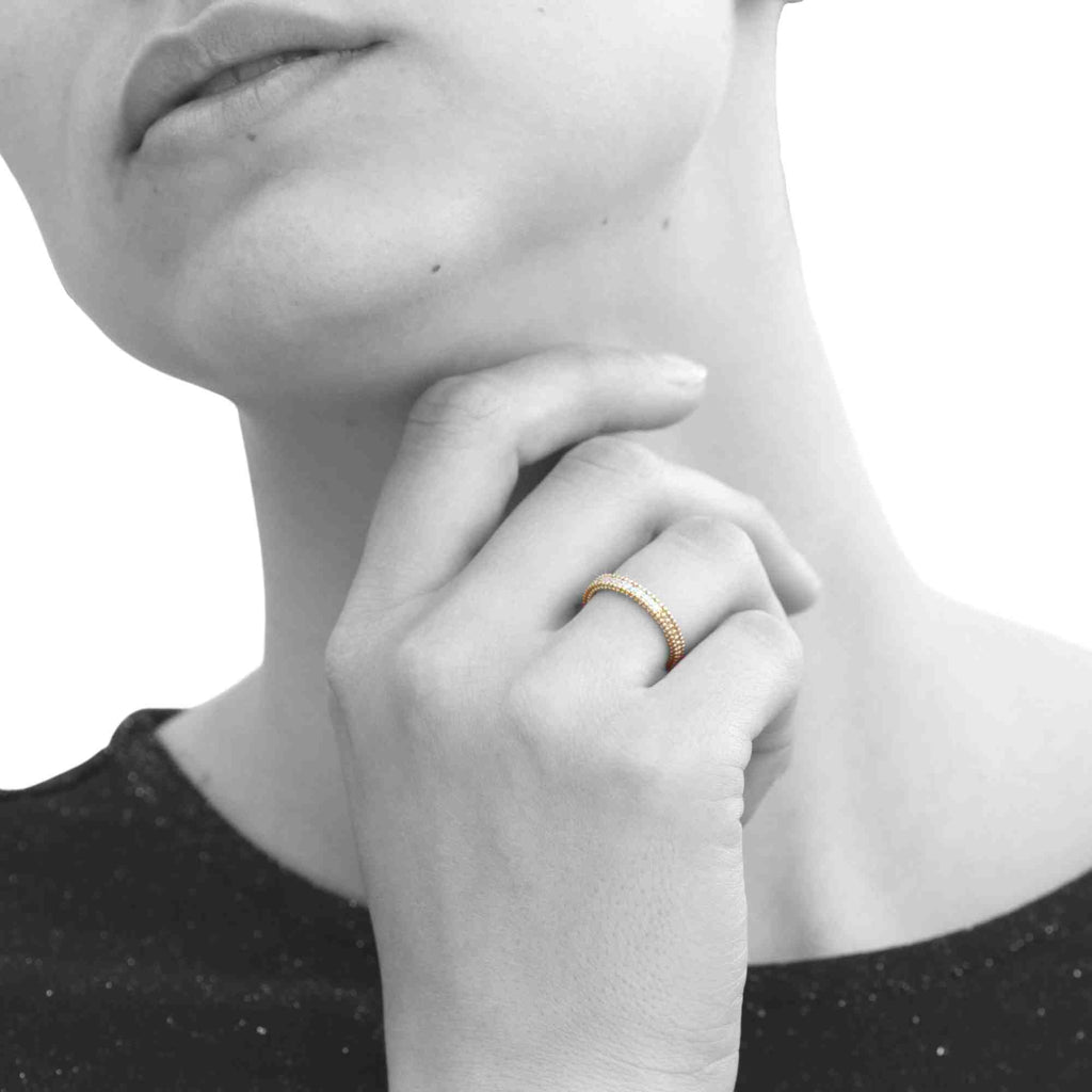 Satinski dainty 18k gold-plated silver pave open resizable stacking ring