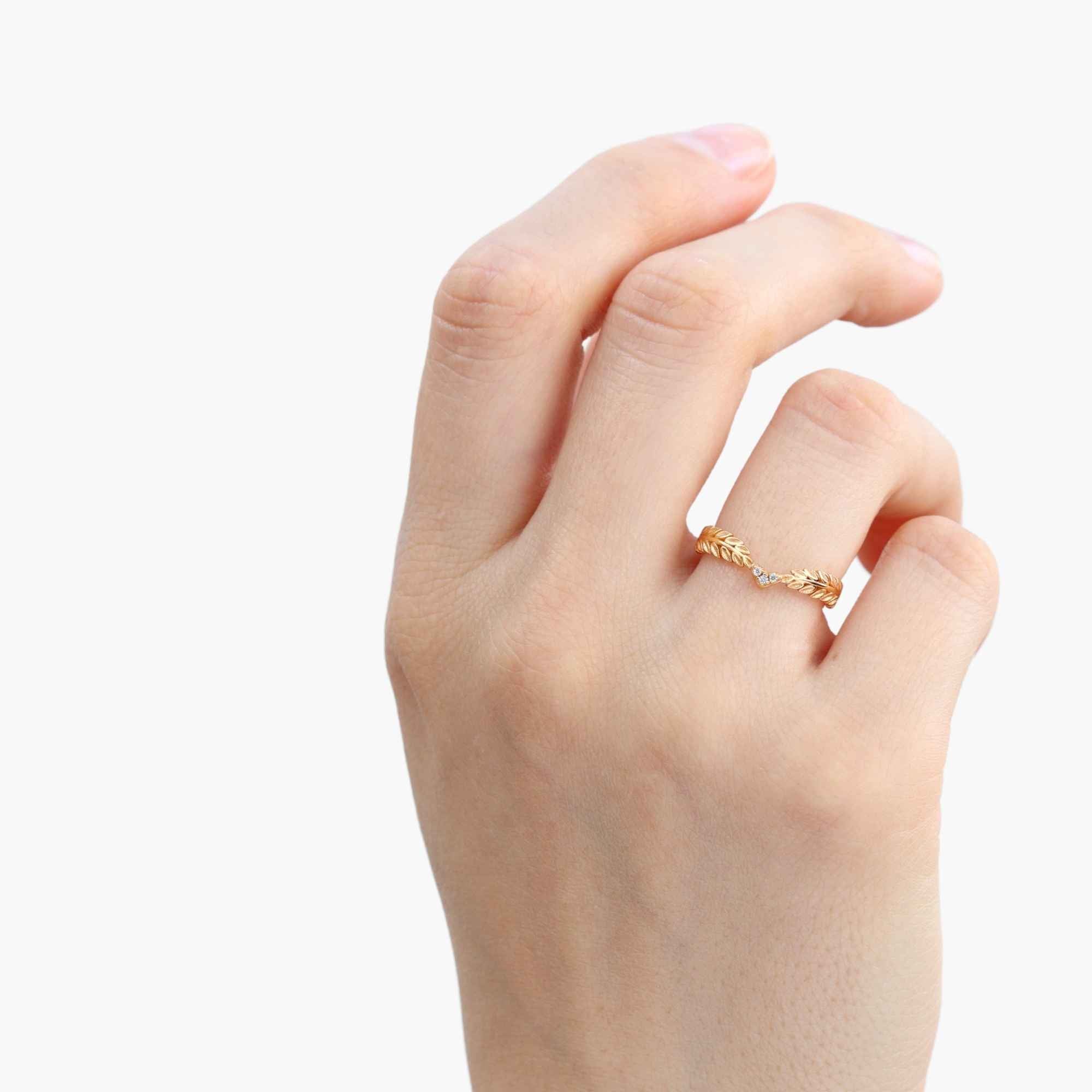 Leaf Rings Leaf engagement ring Leaf wedding band Gold olive