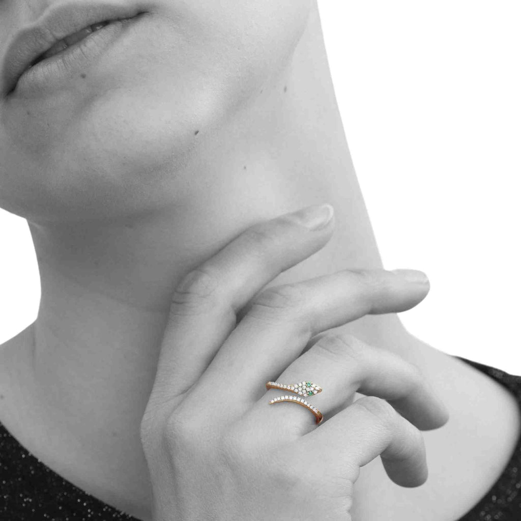 Satinski snake 18k gold-plated silver open resizable stacking ring