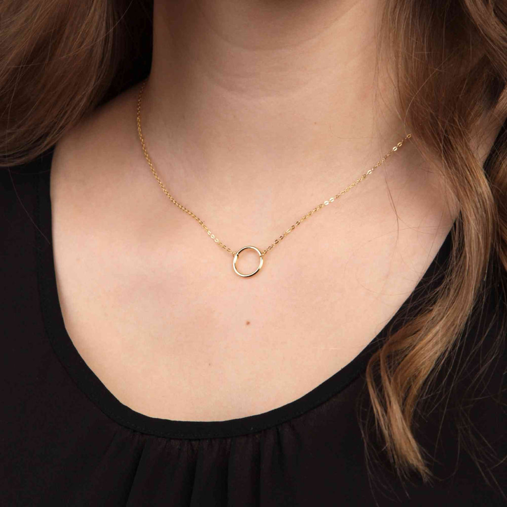 Satinski gold-plated silver charm loop single ring pendant necklace