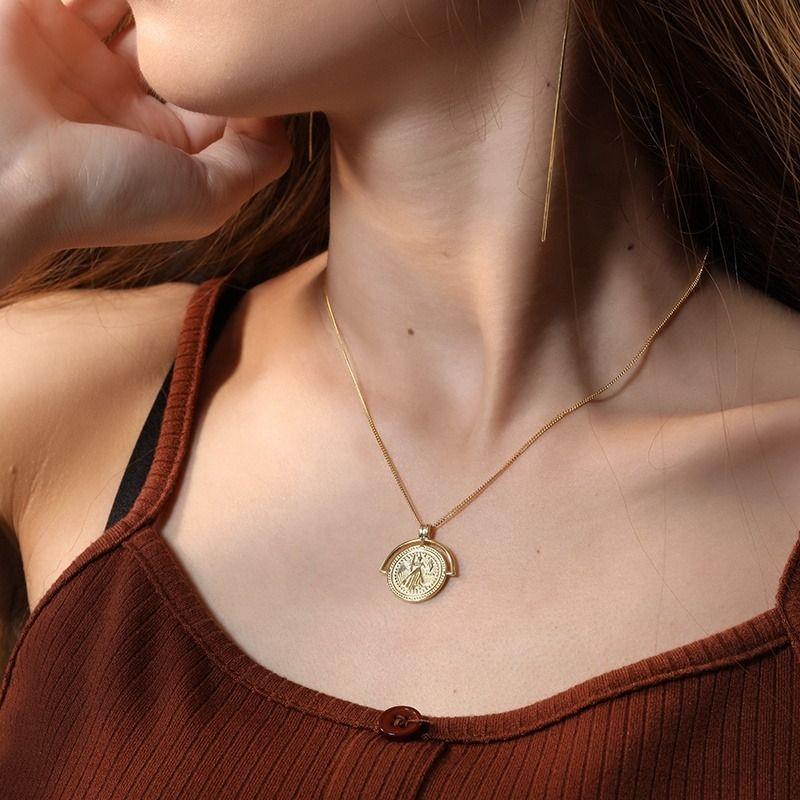 Satinski gold-plated silver coin pendant necklace